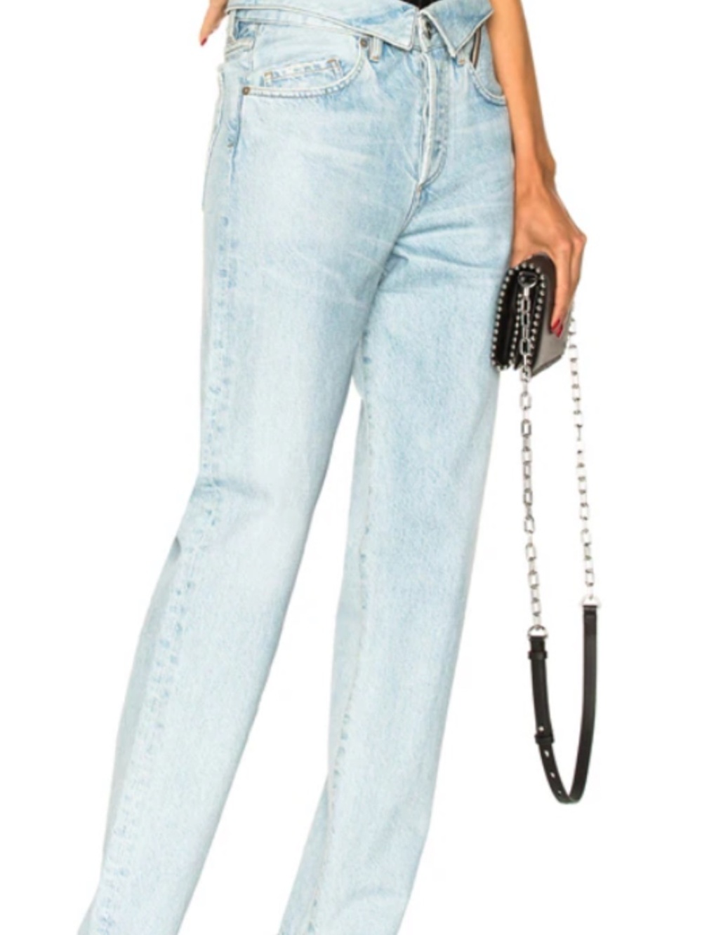 Jean Atelier Flip In Sky Fold-over High-rised Straight-leg
